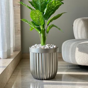 Grove Metallic Grey Planters