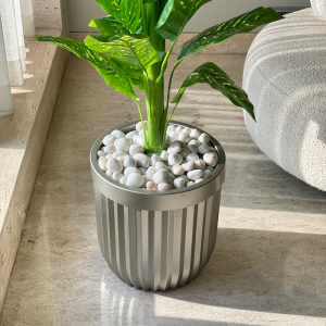 Grove Metallic Grey Planters