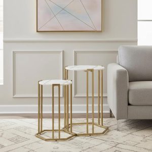 Rose End Table, Soft Gold - Set of 2