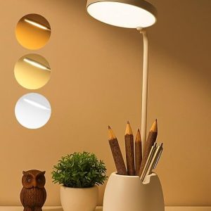 SaleOn Rechargeable LED Study Lamp with Pen Stand & Mobile Holder  Touch Control Table Lamp with 3 Light Modes for Study Desk, Bedside, Office  USB Charging (X1 Desk Lamp)