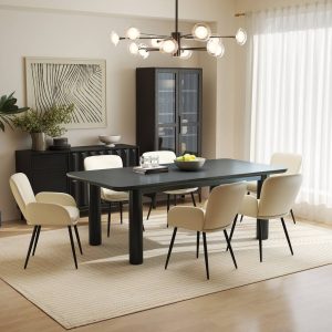 Set of 4 Cat/Scratch Resistant Dining Chairs with Gold Metal Legs / Set of 4 / White