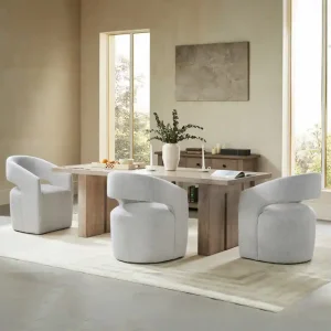 Spruce & Spring Joey Modern Barrel Dining Chair with Caster Wheels & Open Back Fully Assembled / Set of 4 / Cloud(Multi/colored)-Fabric