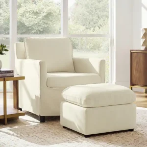Spruce & Spring Modern Upholstered Accent Chair with Ottoman, Swivel or Fixed Base Options