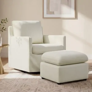 Spruce & Spring Modern Upholstered Accent Chair with Ottoman, Swivel or Fixed Base Options