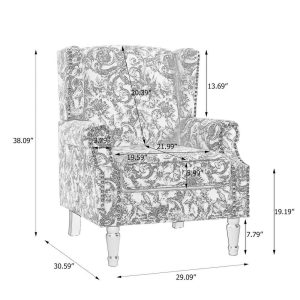 Wingback Accent Chair Nailhead Trim Living Room Reading Chair