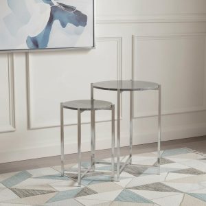 Zuri End Table, Silver - Set of 2