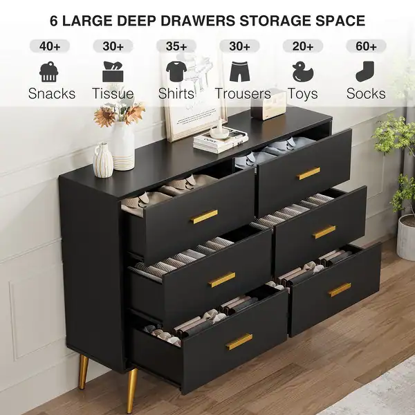 ROOTS - Noir Glamour 6-Drawer Dresser - Image 3