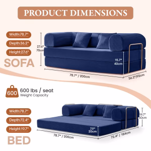 ROOTS - Convertible Folding Sleeper Sofa Couch or Modular Floor Sofa