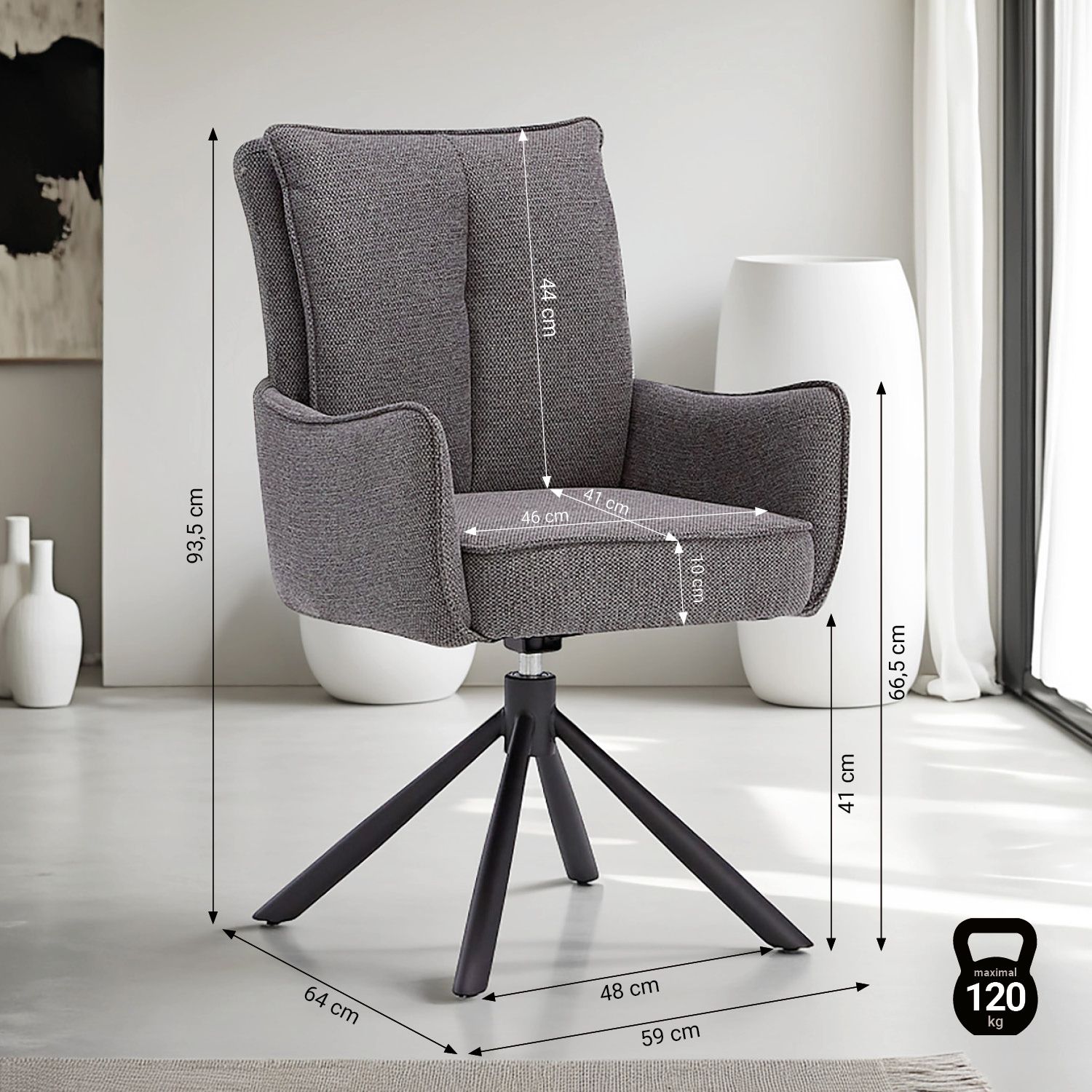 ROOTS - 4-Seater Oval Dining Table Set with Modern Swivel Dining Chairs - Image 4