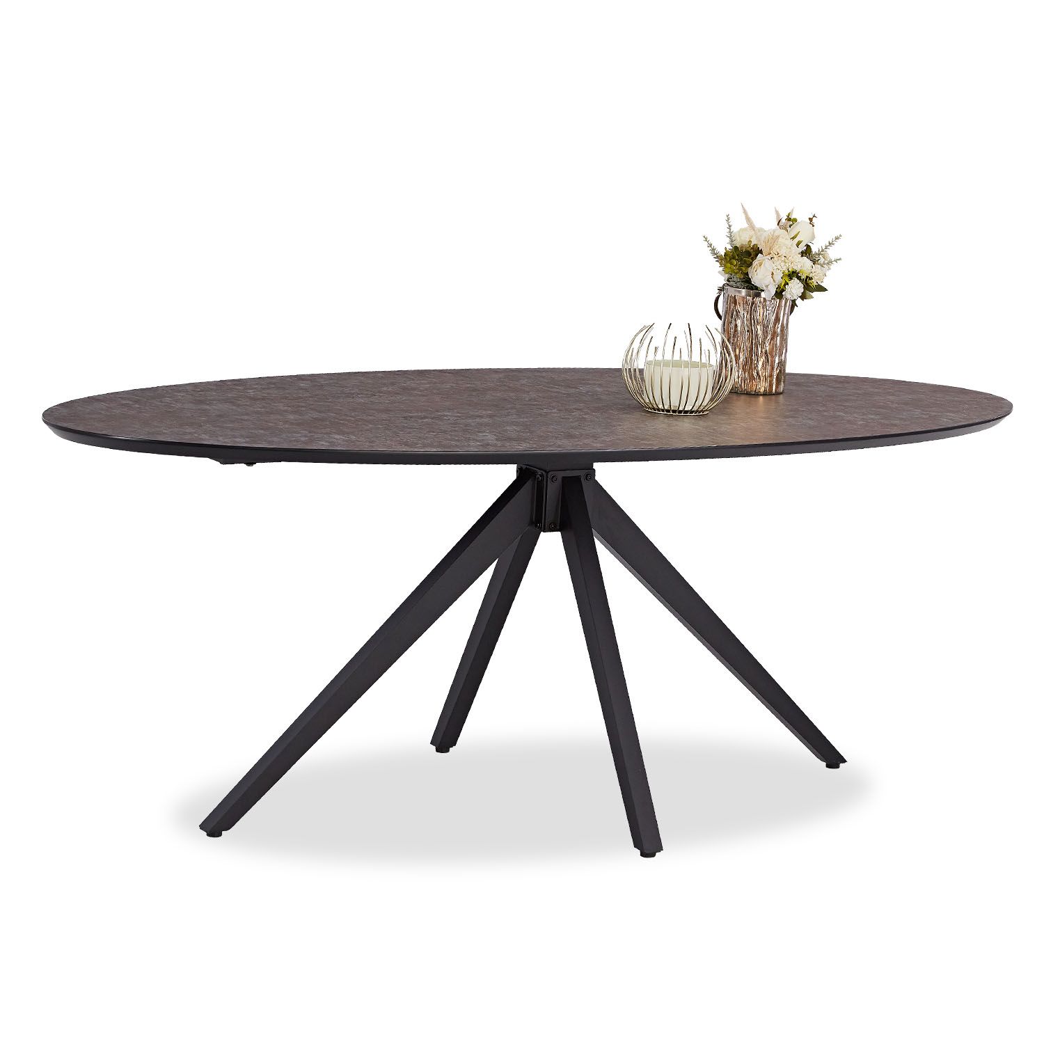 ROOTS - 4-Seater Oval Dining Table Set with Modern Swivel Dining Chairs - Image 9