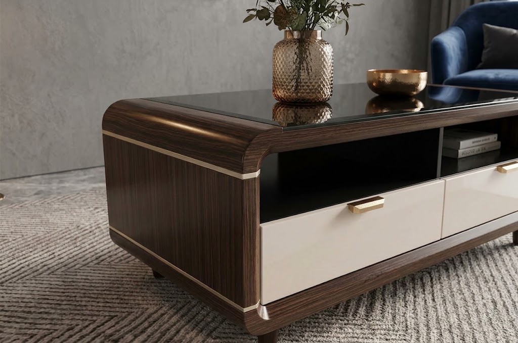 ROOTS - Aura Curved Glass Coffee Table - Image 5