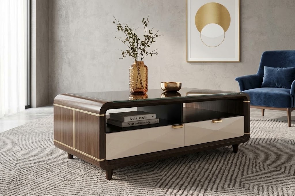 ROOTS - Aura Curved Glass Coffee Table - Image 4